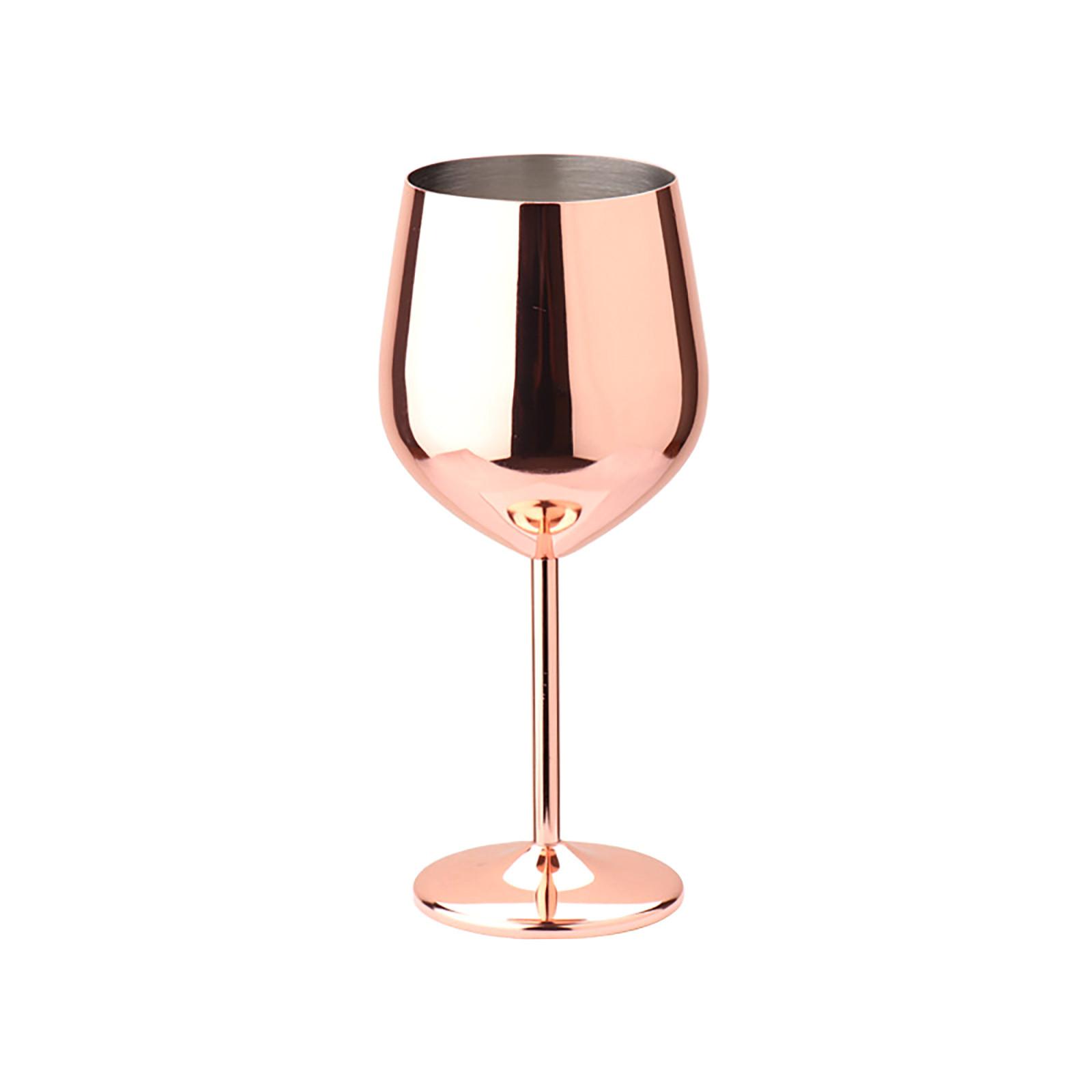 

00ml Creative 304 Stainless Steel Single Layer Goblet Red Wine Glass, Seven Color, Large Capacity, Drum Type, Drop Resistant, Copper Plated Wine Glass One Size