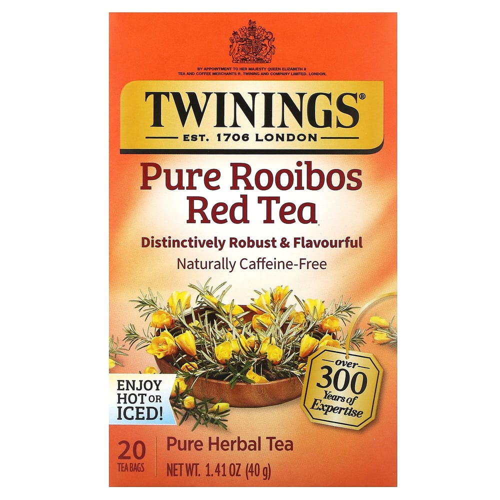 Twinings Pure Rooibos Red Herbal Tea, Caffeine-Free, 20 Tea Bags, 40g (1.41oz)