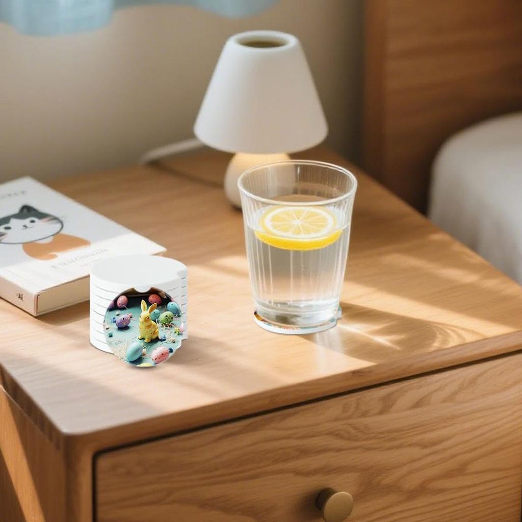 12Pcs Ceramic Sublimation Blanks Car Coasters Car Cup Holder Coasters With Circular Opening Printing Coaster Blanks For DIY Craft Heat Transfer