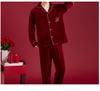 Luxury Red Island Velvet Couple Pajamas - Thick, Warm Coral Fleece Set for Autumn/Winter Weddings and Anniversaries