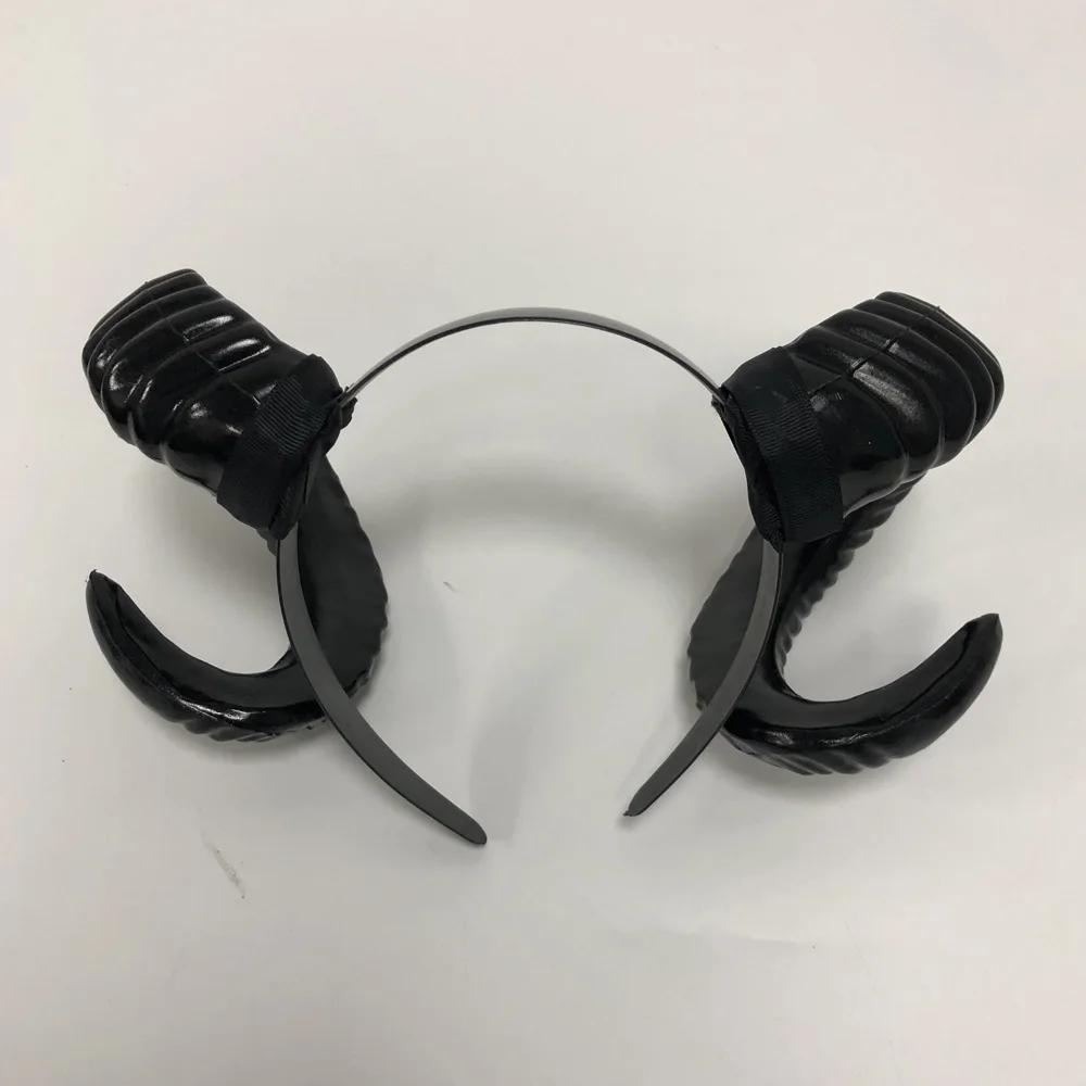 Black Demon Horn Pokrývka hlavy Pokrývka hlavy Cosplay Gotický Zvířecí Ovečka Ďábel Rohy Čelenka Kostýmy na Halloween Karneval Party Kostýmy