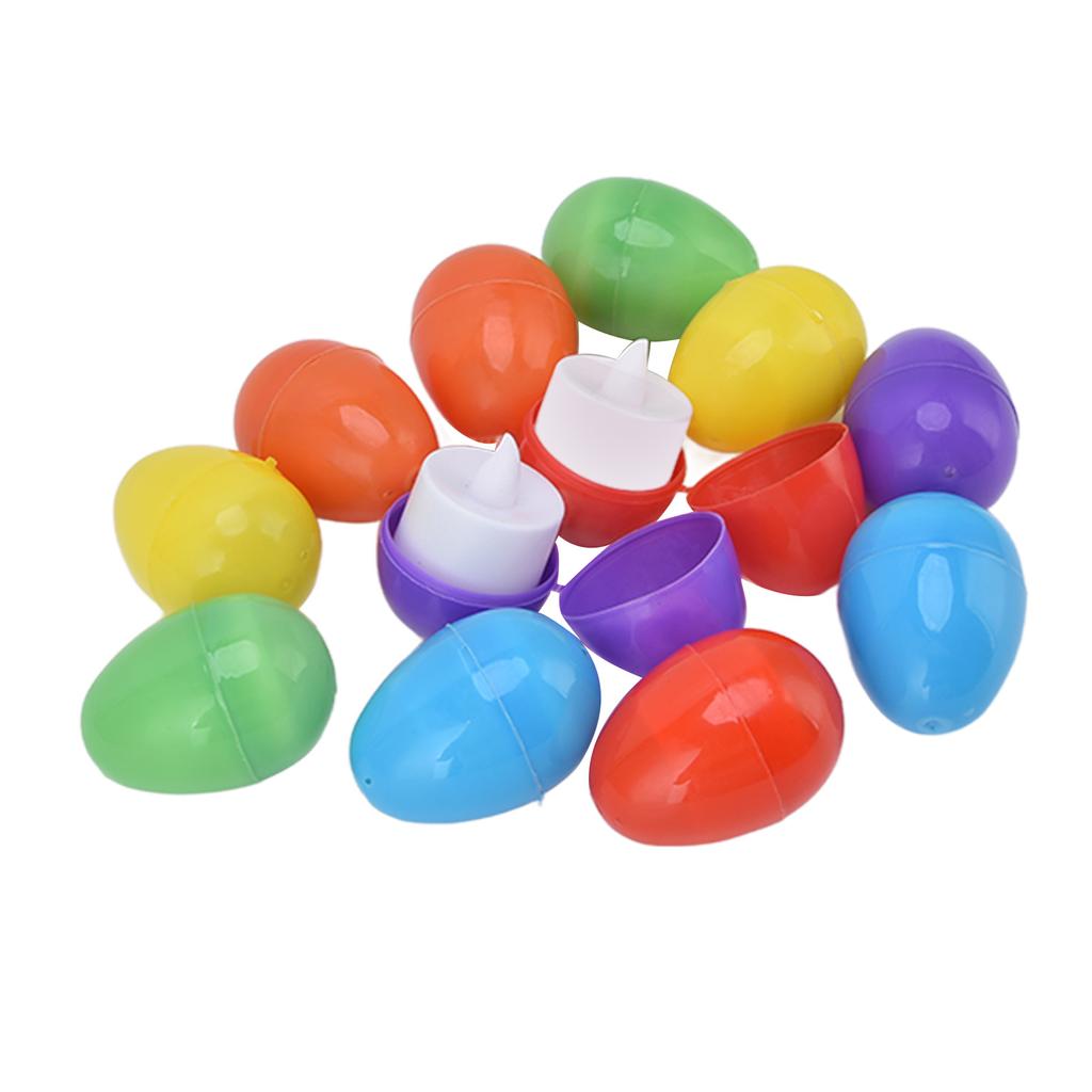 12pcs Easter Eggs Light Up Glowing Decorative DIY Plastic Built In Battery Warm LED Easter Eggs for