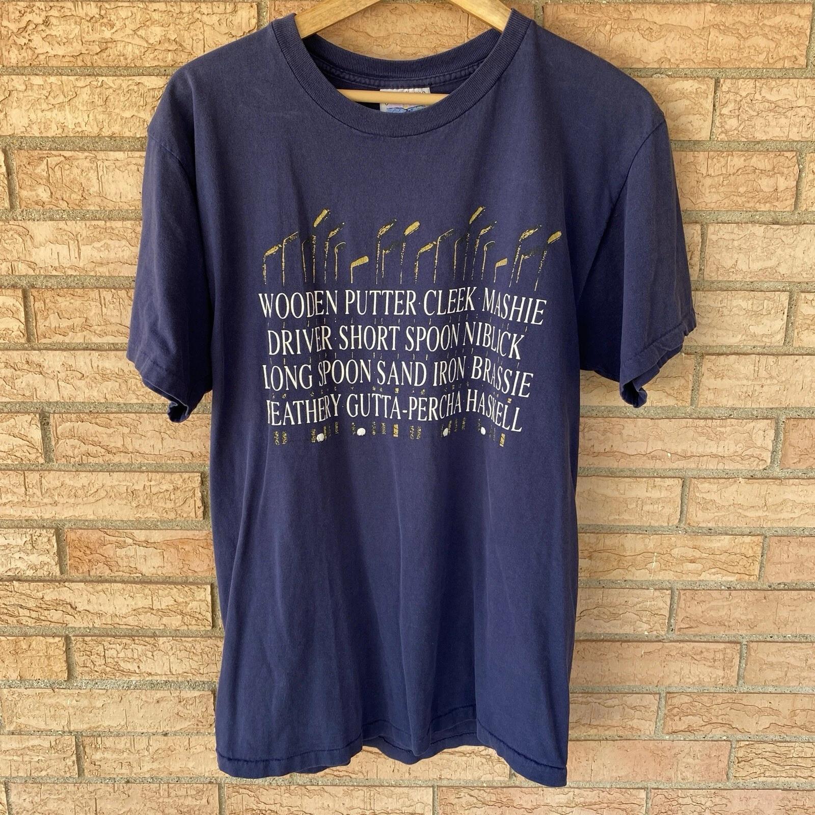 

90s y2k Ozark Mountains gold club types graphic t-shirt single stitch size M/L 4XL
