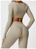 Women Tight‑Fit Yoga 2‑Piece Set, High‑Waist Quick‑Dry Long‑Sleeve Workout Outfit for Outdoor Running Fitness