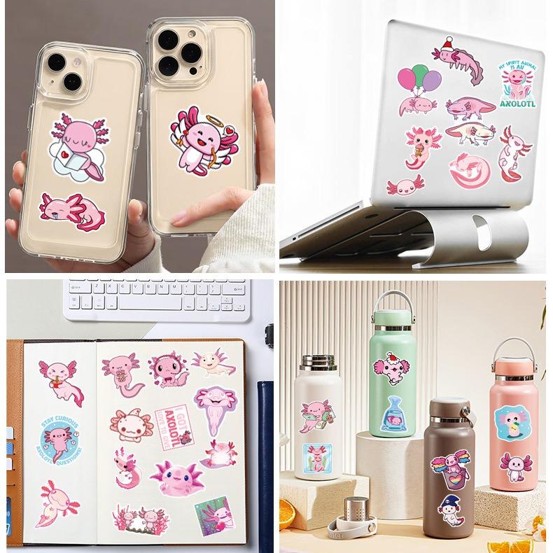 50pcs Cartoon Animal Funny Axolotl Graffiti Waterproof Sticker Creative Trend Decorative Decals