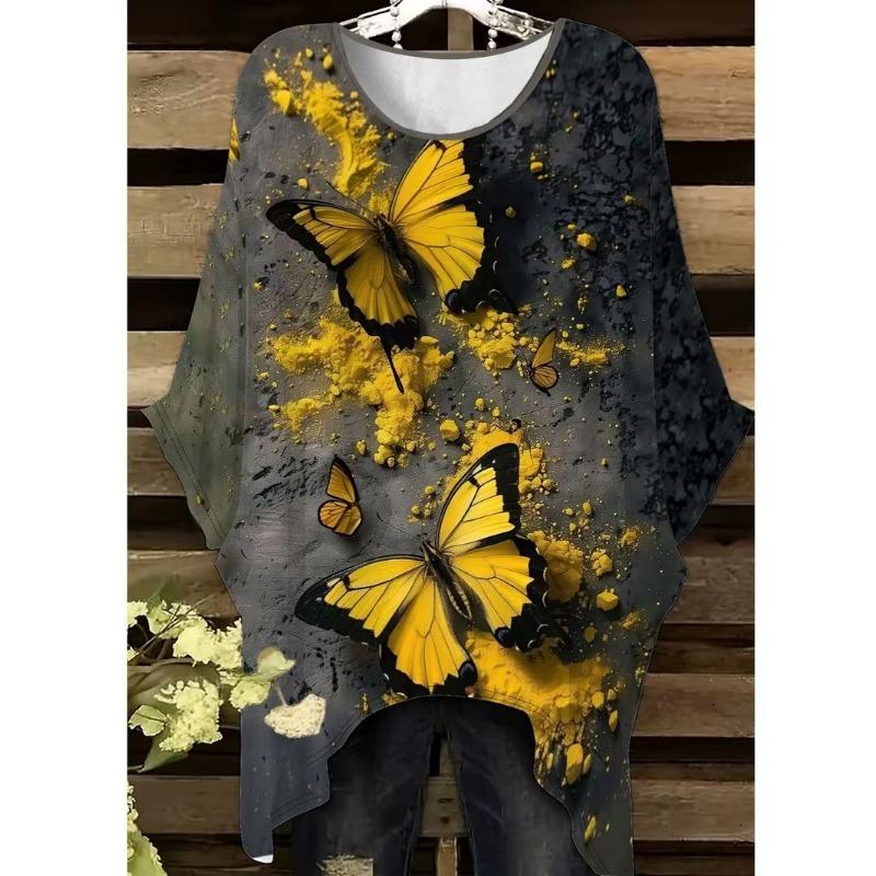 Fashion New Arrival Plus Size Bastet Egyptian Cat Goddess Print Women's Top Elegant Casual Style Round Neck Long Sleeve T-Shirt