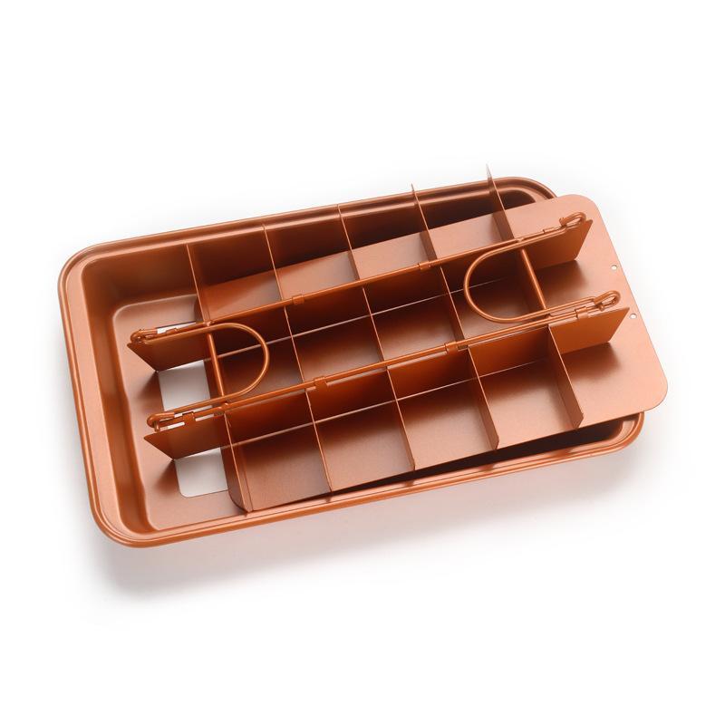 Non Stick Carbon Steel Brownie Baking Pan With Removable Dividers Even Cut Design Perfect For Home Kitchen Baking Cake Cookie