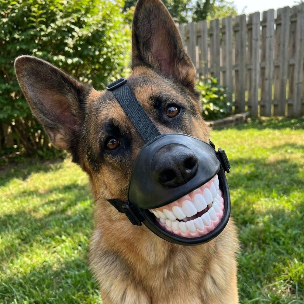 Adjustable Smiling Teeth Pet Muzzle Anti-Bite Grinning Dog Mask Dog Photo Mouth Cover Outdoor Trip
