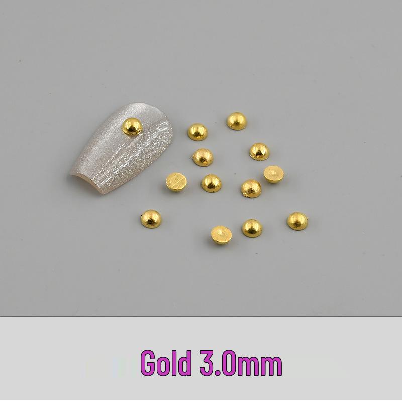 Mixed Mini Nail Art Pearls: Gold & Silver Half-Face Decorative Flat Bottom Pearl Accessories for DIY Nails
