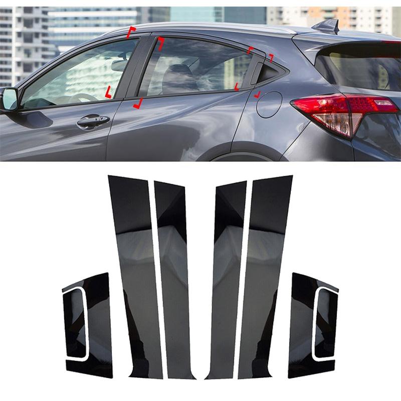 8Pcs Middle column sticker Window Door Column B C Pillar Post Cover Trim Decal For Honda HRV 2016-2022