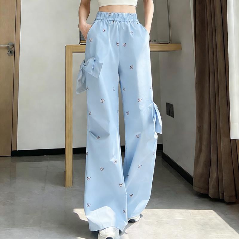 ZANZEA Women Casual Elastic Waist Loose Print Long Pants