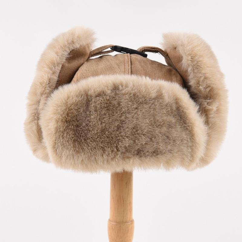 Winter, Thick Lei Feng Hat, Men and Women, Windproof and Warm Ear Protection, Cycling Hat, Plush Cloth Chain Cotton Hat