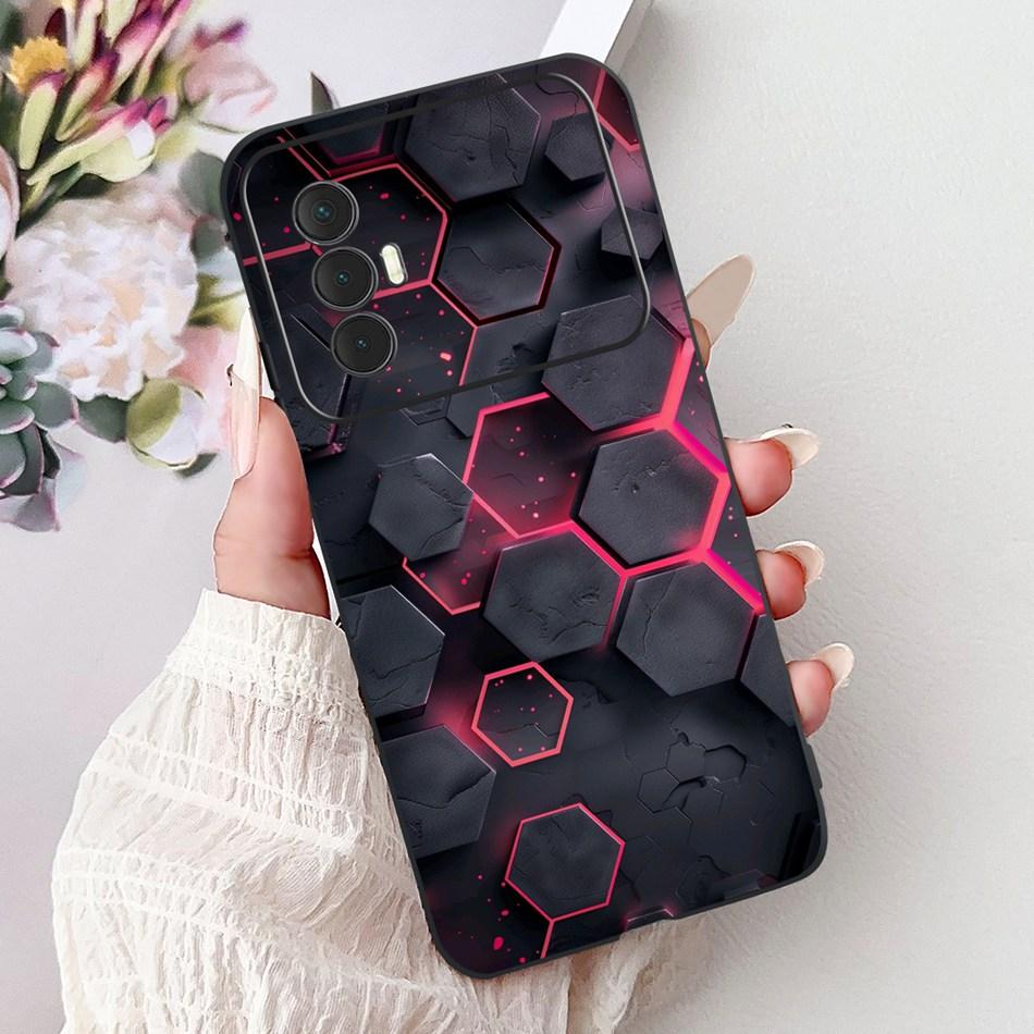For Tecno Spark 8 Pro 8T 8P Elegant Floral Cat Phone Case For Tecno Spark8 8T 8P 8Pro Black Silicone Soft TPU Cases Bumpers