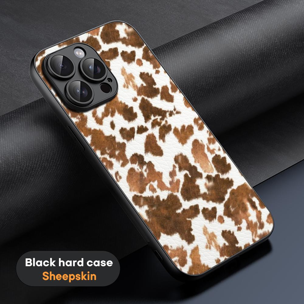 Cow print cteative painting art pattern Phone Case For iPhone 16 15 14 13 12 11 Plus Pro Max Limited Black hard case Sheepskin