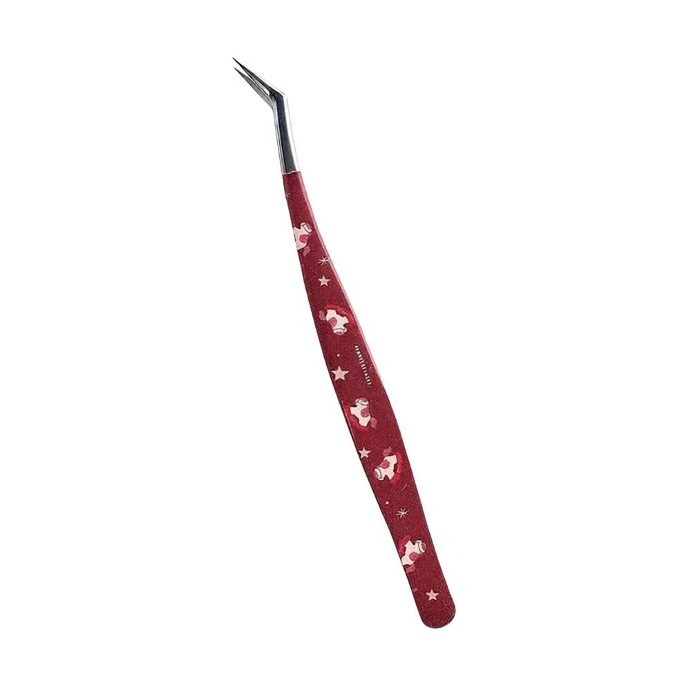 Stainless Steel Curved Stickers Tweezers High Precision Anti-static False Eyelash Tweezers Cartoon Eyelash Curler