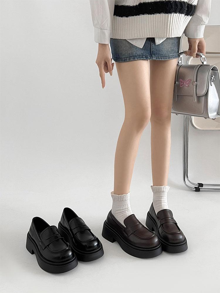 Fashion Women Shoes Autumn Oxfords Clogs Platform All-Match Female Footwear Loafers With Fur British Style Round Toe Fall Retro Summer L