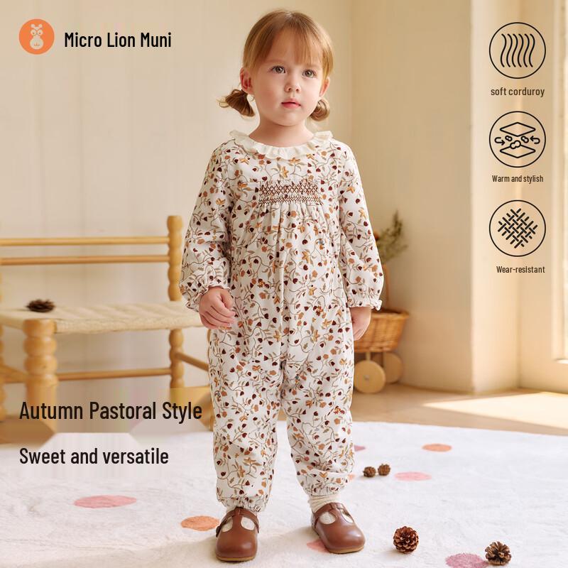 Baby Girls  Corduroy Floral Long-Sleeve Romper 90