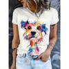 Women's T Shirt Print Graphic Animal Dog Stylish Classic Casual Short Sleeve Crew Neck Regular Tops Casual Daily Rainbow Summer Spring