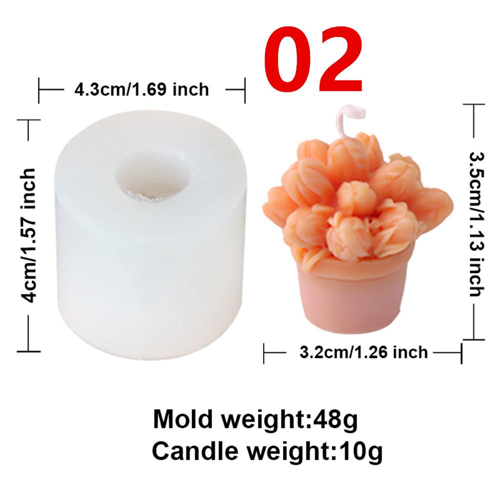 3D Flower Pot Rose Lily Tulip Bouquet Candle Silicone Mold DIY Aromatherapy Plaster Resin Molds Wedding Decor Valentine Day Gift