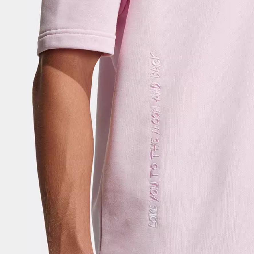 Adidas NEO Solid Color Loose Casual Short Sleeve Polo Shirt Unisex Tops Pink HM2013