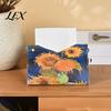 Student Desk Tissue Storage PU Leather Box Cover with Wild Rose/Sunflower Pattern, Foldable Desktop Organizer, Napkin Holder Modern Home Accessory