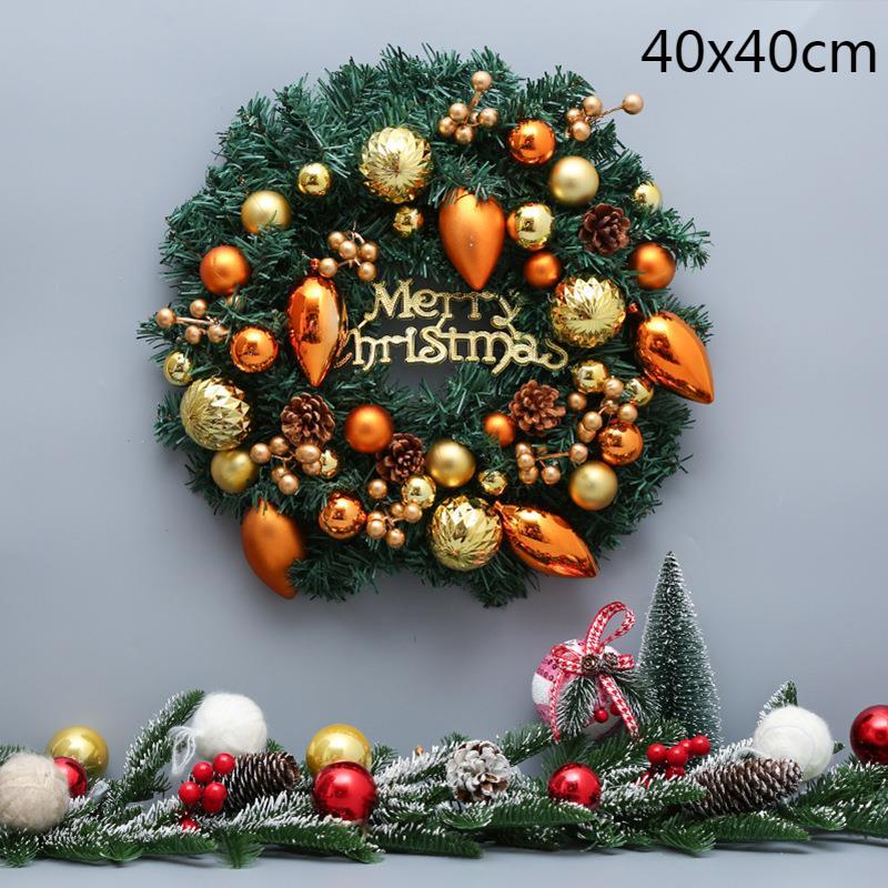 Christmas Theme Plastic Colorful Ball Rattan Wreath Front Door Ornament Christmas Xmas Scene Layout Decoration Wreath Home Decor