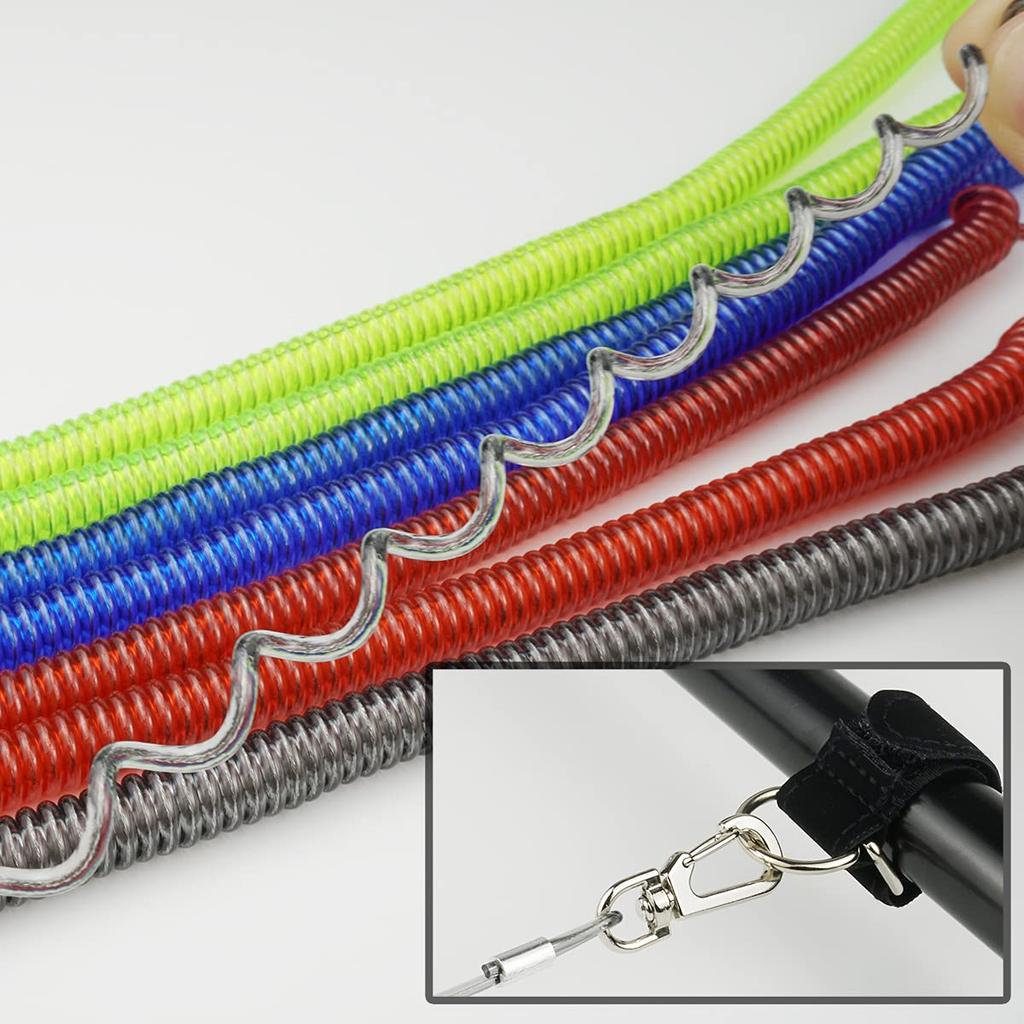 EXERT Fishing Rod Strap with Rope, Spiral Cord, 290cm, Wire (Green)
