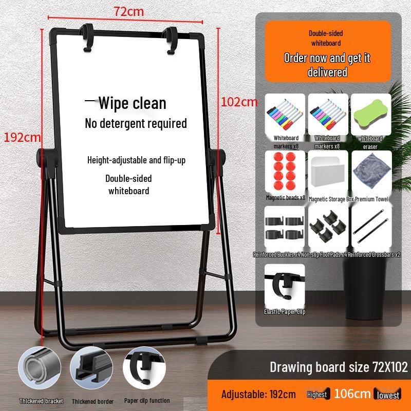 Foldable Double-Sided Magnetic Whiteboard with Mobile Stand for Home, Children's Teaching, and Conferences