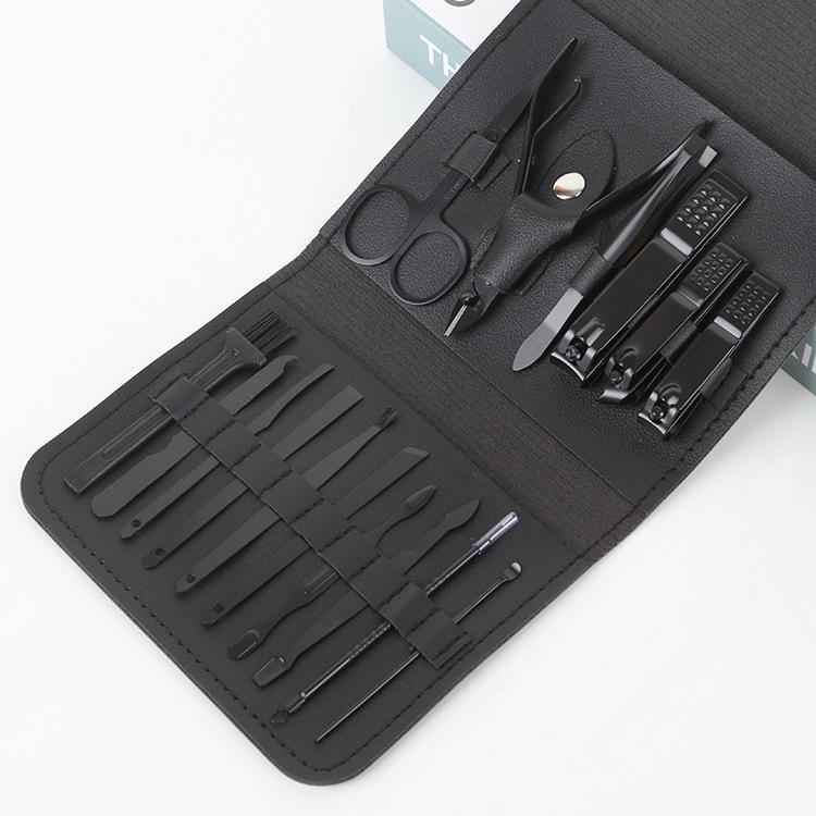 16-Piece Matcha Green Manicure Set: Nail Clippers, Scissors & Tools In Folding Bag