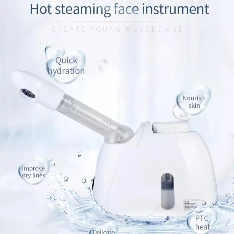 350W Ozon Ansiktsdamper Varm Damp Luftfukter Ansikts Dyprensende Vaporisator Salong Hjemmespa Hudpleie Blekende Spray