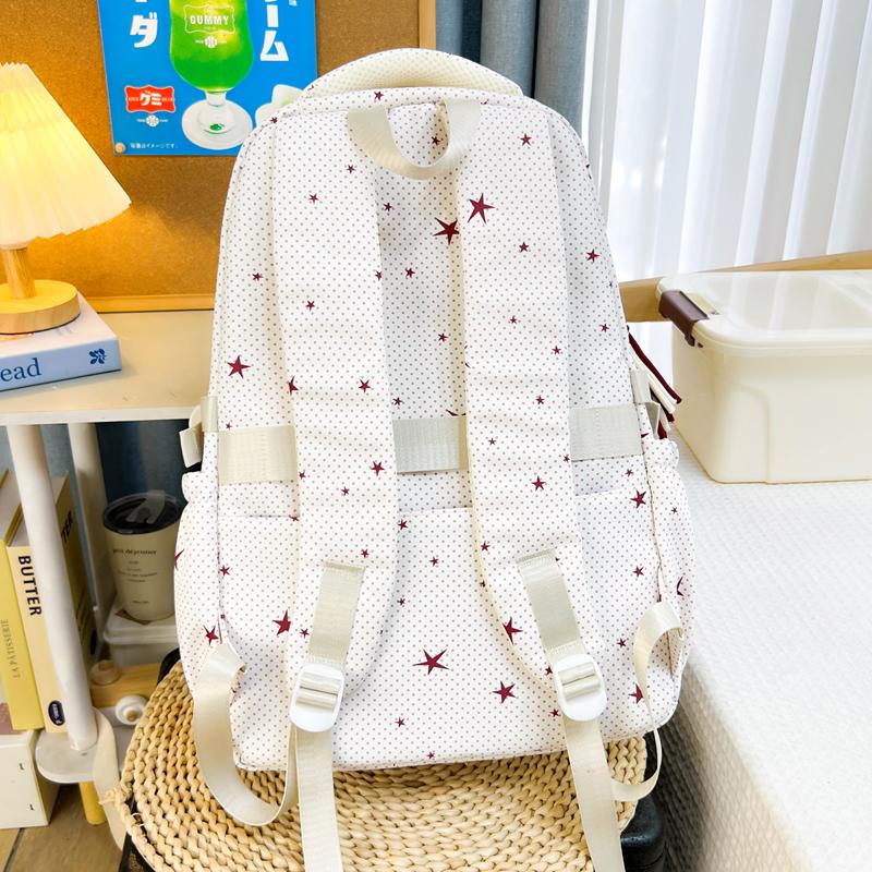 Star Print Student Schoolbag Color Contrast Women's Large Capacity Backpack