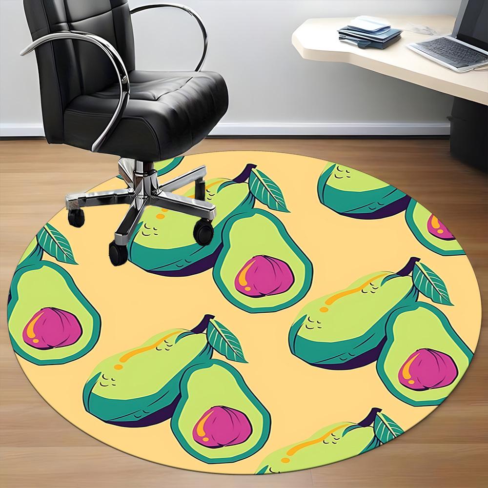 1 Stück Runde Büroteppich mit Avocado-Muster, Rutschfest, Weich und Langlebig, Büroteppich für Innendekoration, Perfekt für Büro, Dekoration yy260204008