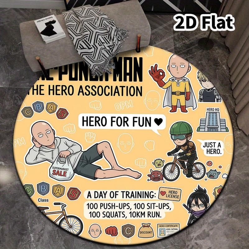 Onepunch Man Round Area Rug Carpet Rug For Living Room Bedroom Sofa Playroom Decor Nonslip Floor Mat