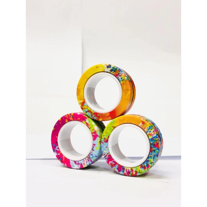 3pcs Anillos Magnéticos para Dedos Coloridos Set de Juguetes Fidget Imanes para Adultos Anillos Giratorios para Aliviar el Estrés Alivio de la Ansiedad Terapia