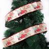 10 Charming Meter Christmas Car And Tree Decor Sparkly Gold Printed Ribbon Fabric
