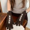 Fair Island Style Crosshatched Pattern Wool Gloves Red Twists Pattern Gloves Autumn