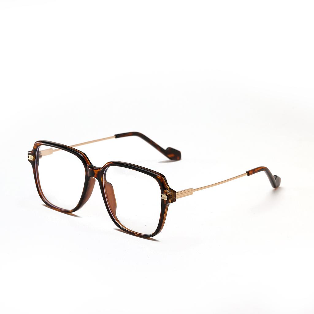 Glasses 95179 Semi-Metal Square Large Frame Retro Round Business Flat Mirror