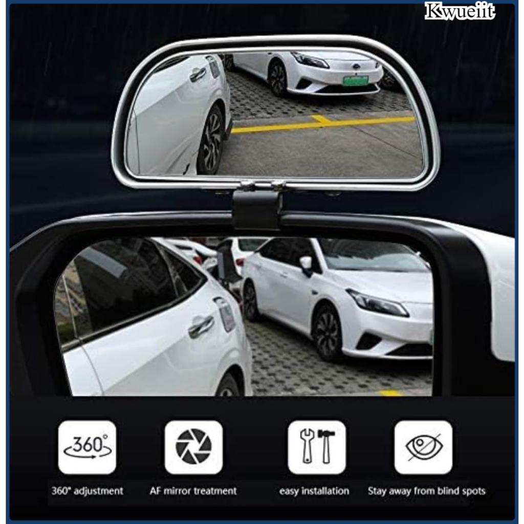 Kwueiit Car Blind Spot Mirror Universal Reverse Auxiliary Mirror, Adjustable Car Auxiliary Universal Wide Angle Mirror (Black)