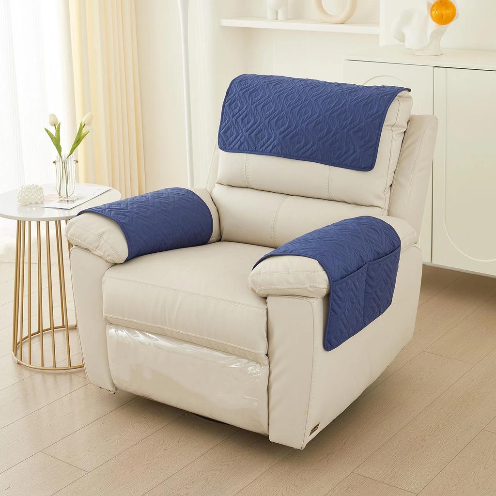 Sofa Armrest Towel Set 3 Pieces With Storage Pocket For Couch Chair Cushion Headrest And Armrest Cover Comfortable Soft Fabric Home Decor