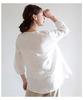 Sawa la mode Botanical Leaf Embroidered Linen White á Top, Women's, mode-6296 F,