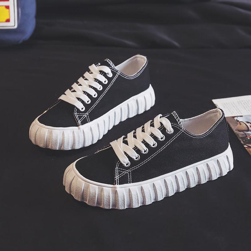 

Нескользящие женские парусиновые туфли на толстой подошве, парные неуклюжие туфли в стиле Харадзюку, легкие туфли для доски нишевого дизайна 40 чёрный