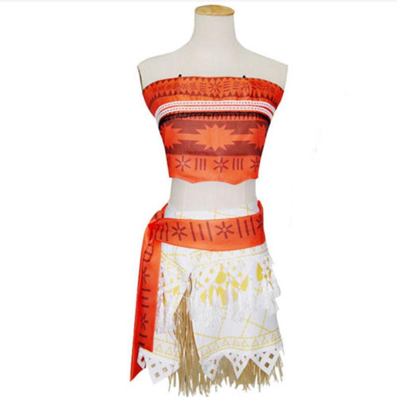 

Enchanting Girls Kids Moana Princess Costume Fancy Dress And Necklace Set For Playtime Fun Adult,Tag M=US XS