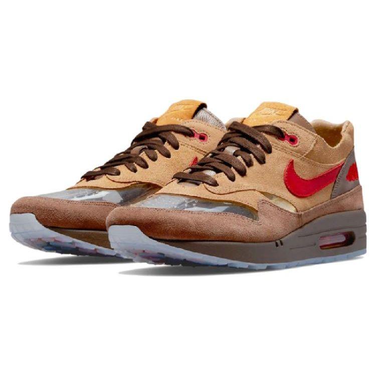 Nike CLOT X  Air Max 1 Tea Leaf Brown Death Kiss 2.0 Tea Leaf Casual Sneakers Unisex Sneakers Yellow DD1870-200(S-BOX)