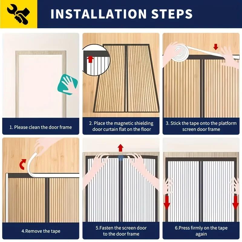 Magnetic Door Curtain, Auto Closing Ventilated Screen, Easy Installation with Adhesive Strips, Pet Friendly Insect Proof