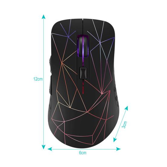 Bezdrátová myš Bluetooth Dobíjecí Dual Mode 3 Nastavitelné DPI 6 tlačítek Ergonomická optická herní myš pro PC Počítač Laptop