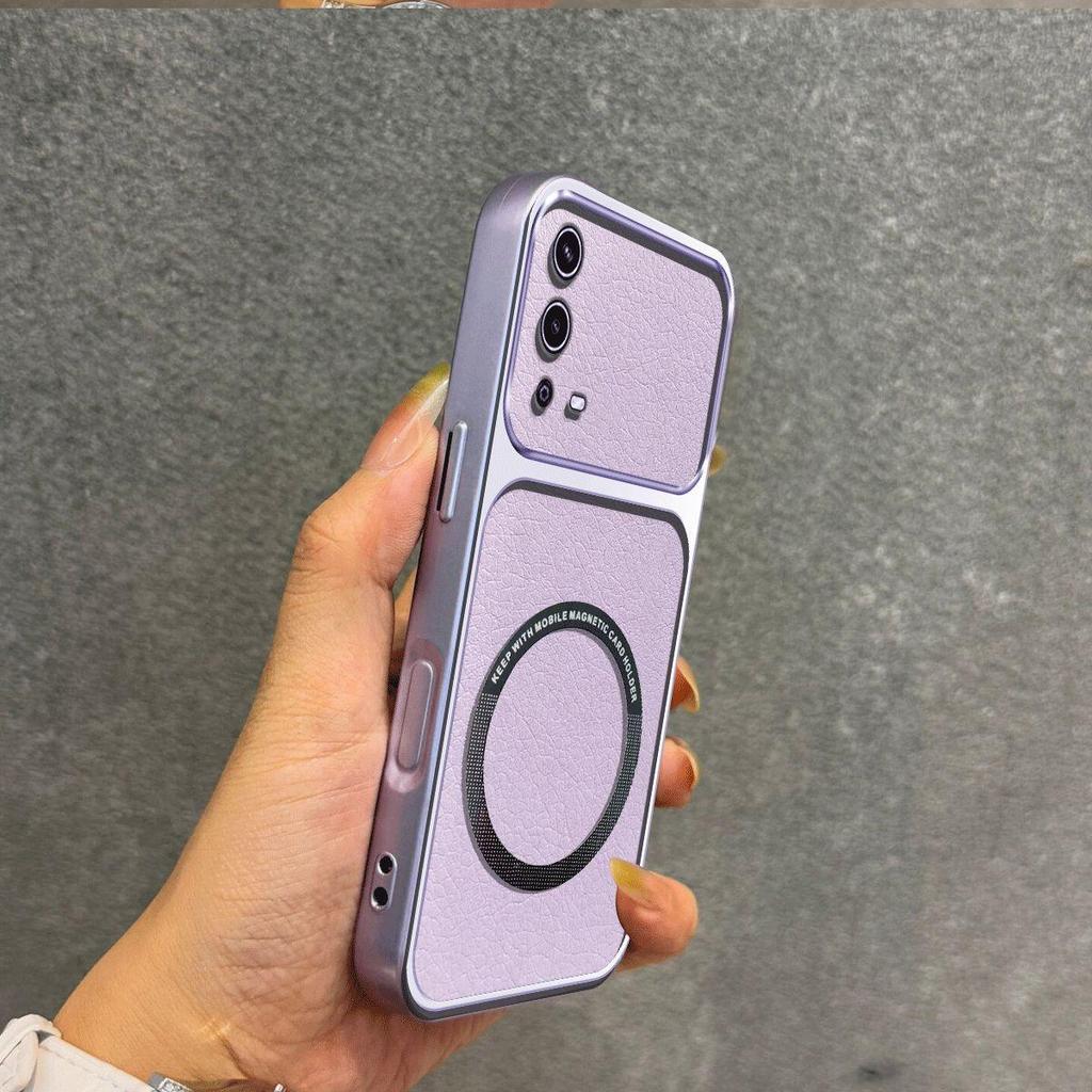 Upgraded Big Lens Protection Case for OPPO A55 4G Luxury Leather Casing with Magnetic Ring