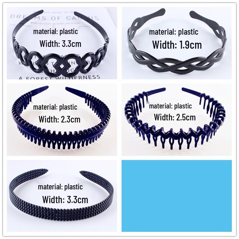 Men's & Women's Black Wave Headband: Sporty, Simple, with Teeth for Slicked Back Hair and Face Washing.