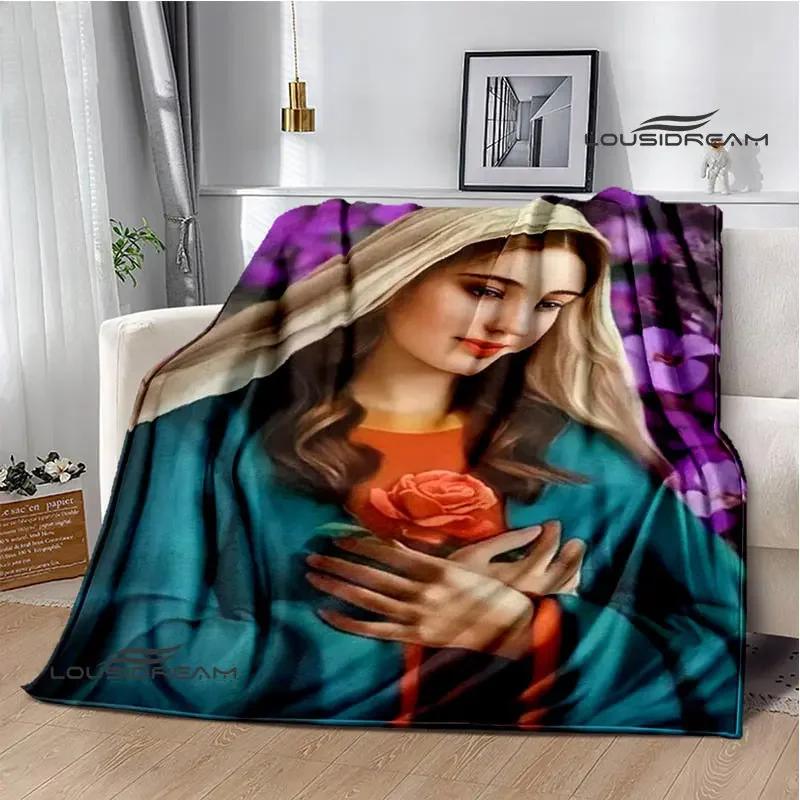 Virgin Mary Faith Print Blanket Flannel Soft Comfort Blanket Home Travel Blanket Kids Warm Blanket picnic blanket birthday gift