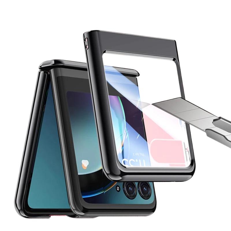 Transparente, galvanisierte, klappbare Scharnierspiegelfolie für Motorola Razr 40 Ultra-Hülle, All-Inclusive-Schutz, stoßfeste Hartabdeckung