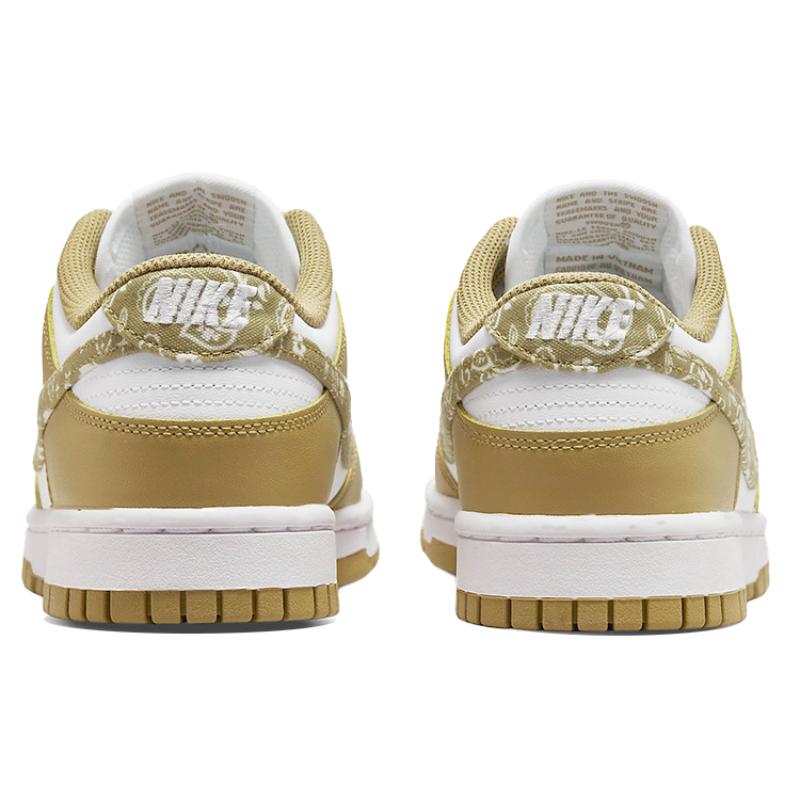 Nike Dunk ESS "Barley Paisley" Cashew Flower Low Top Sneakers for Women in White, Earth and Yellow DH4401-104